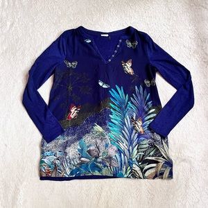 Anthropologie Akemi & Kin butterflies and flora Henley top